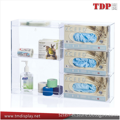 Triple Side-Loading disposable glove dispenser clear acrylic wall mounted glove dispenser acrylic glove dispenser